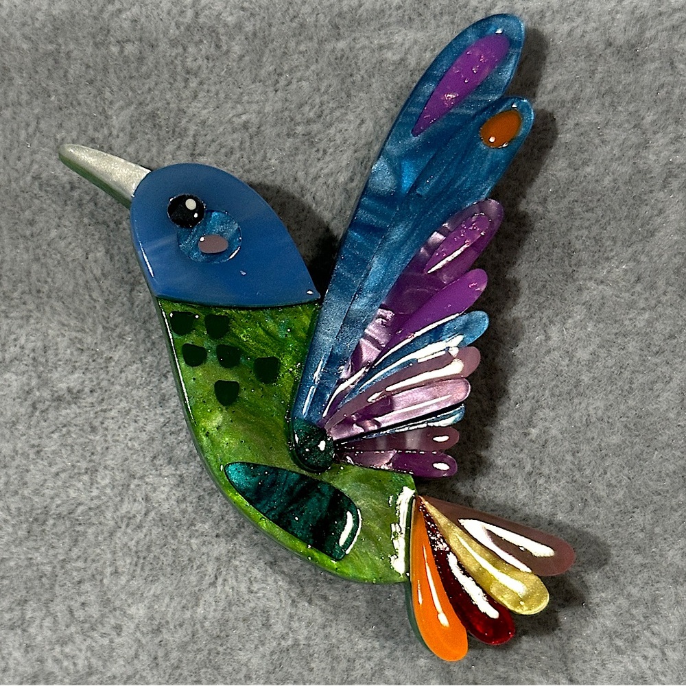 The Hardworking Hummingbird Erstwilder x Pete Cromer brooch pin EUC